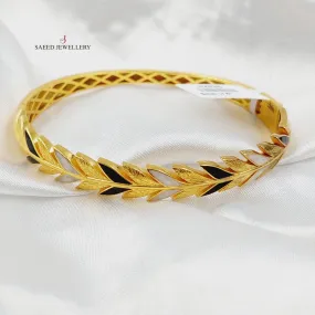 Enameled Leaf Bangle Bracelet