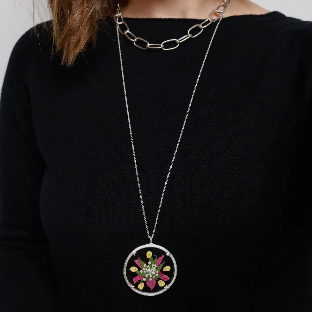 Extra Large Mandala Necklace - Recycled Sterling Silver