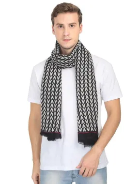 FabSeasons Arrow Printed Black Cotton Scarves for Winter and Summer