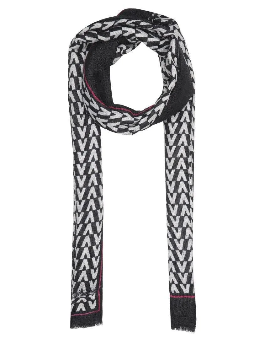 FabSeasons Arrow Printed Black Cotton Scarves for Winter and Summer