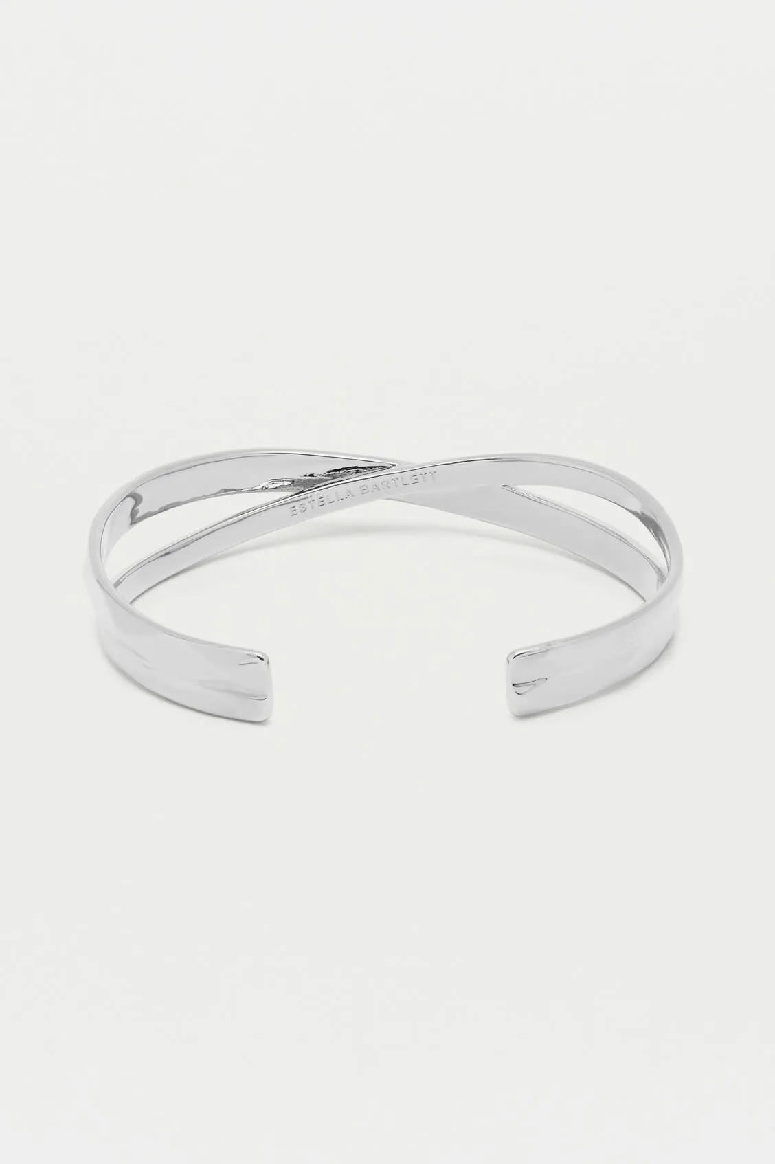 Faceted Texture Crossover Open Cuff Bangle