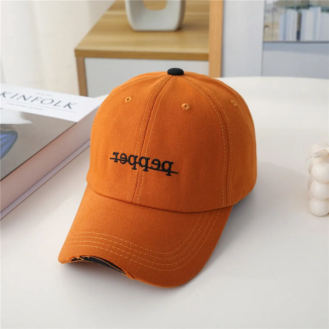 Fashion Women Baseball Cap Kpop Style Letter Embroidery Holes Cap For Women High Quality Female Streetwear Outdoor Hat