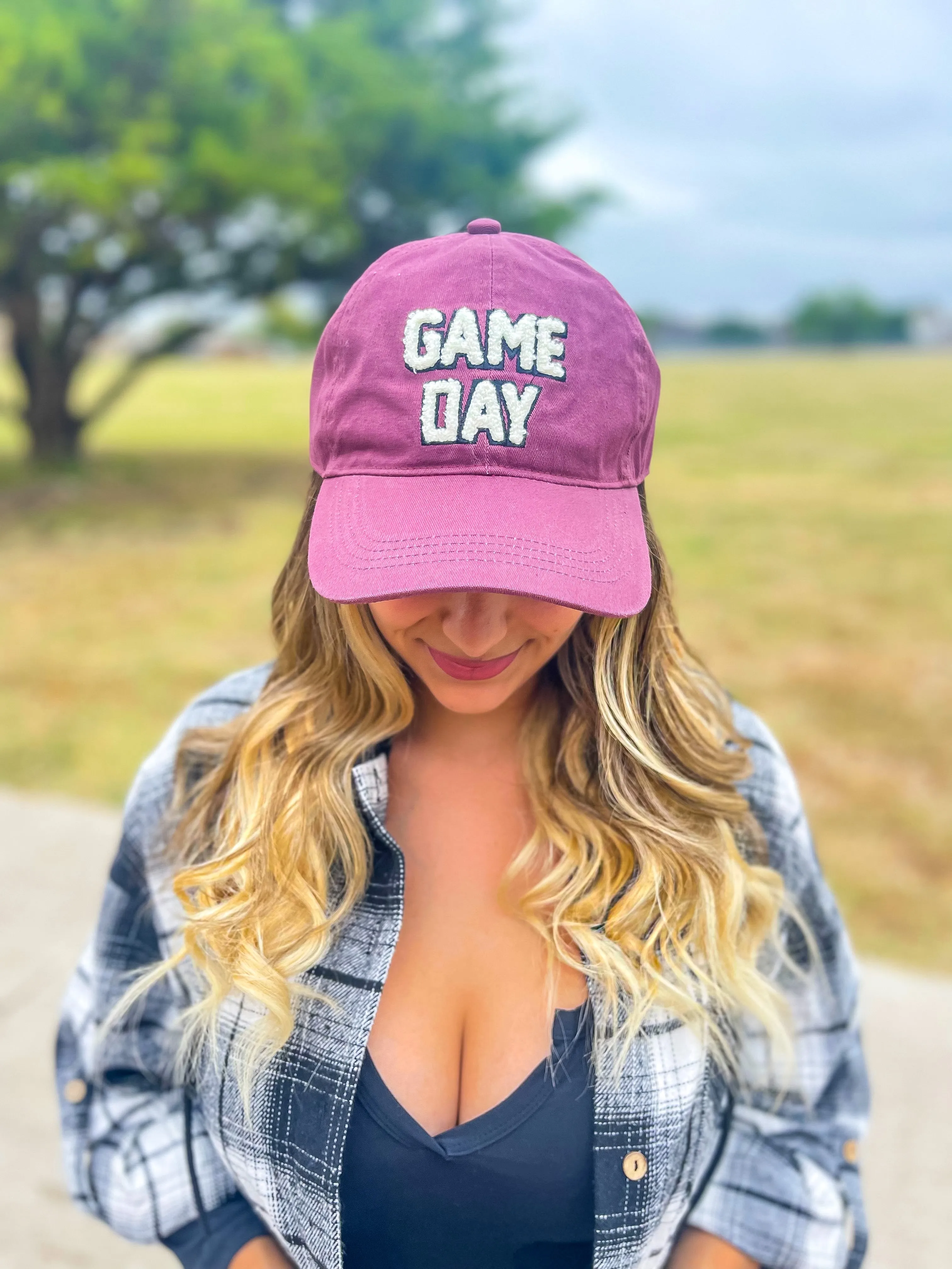 Game Day Sherpa Letter Baseball Cap - Maroon