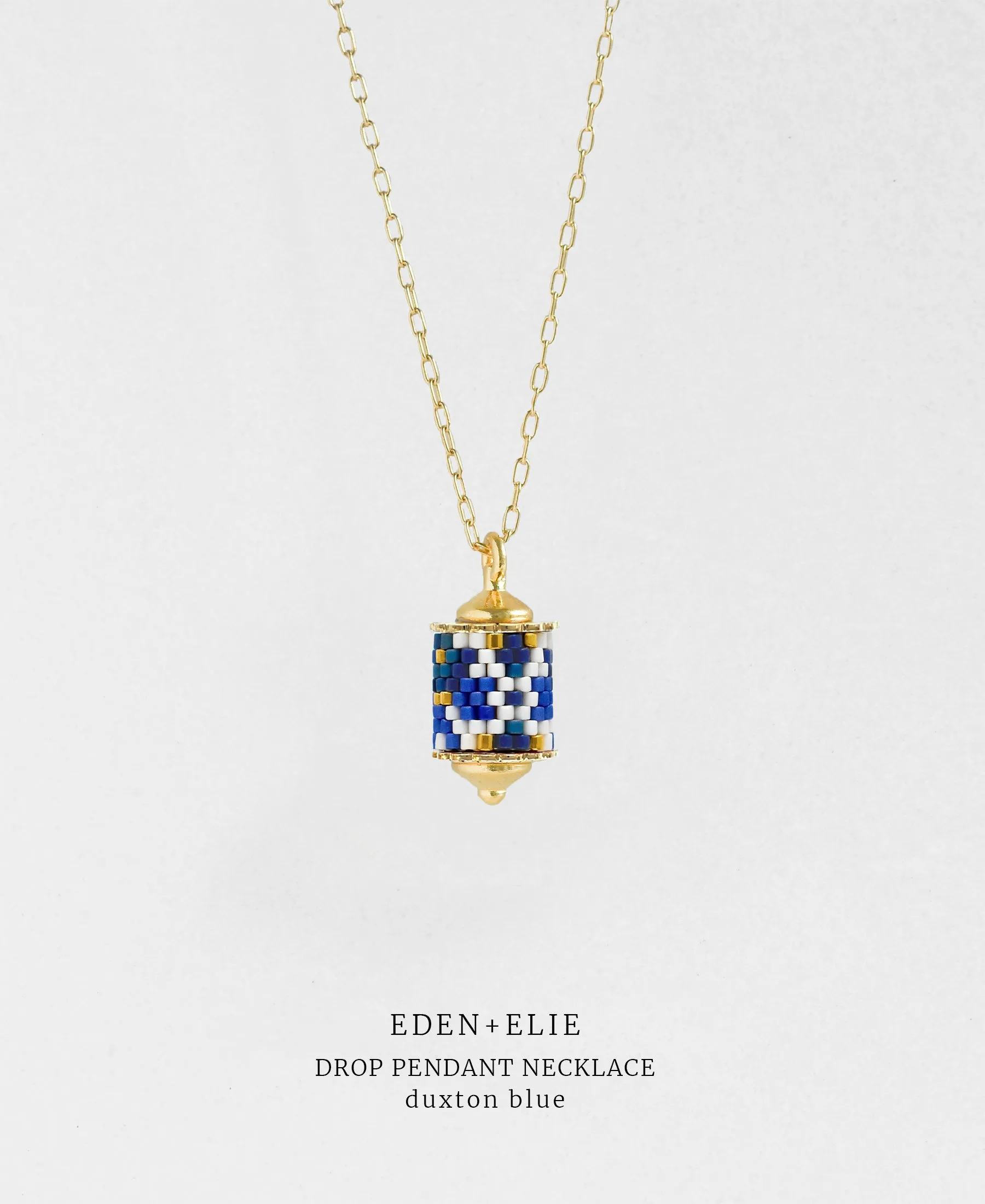Gold Charm Bracelet   Drop Pendant Necklace Set - Duxton Blue
