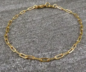 Gold Filled Thin Paper Clip Chain Bracelet