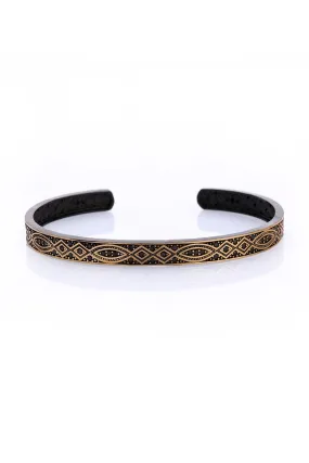Gold-Tone Patterned Metal Cuff Bracelet