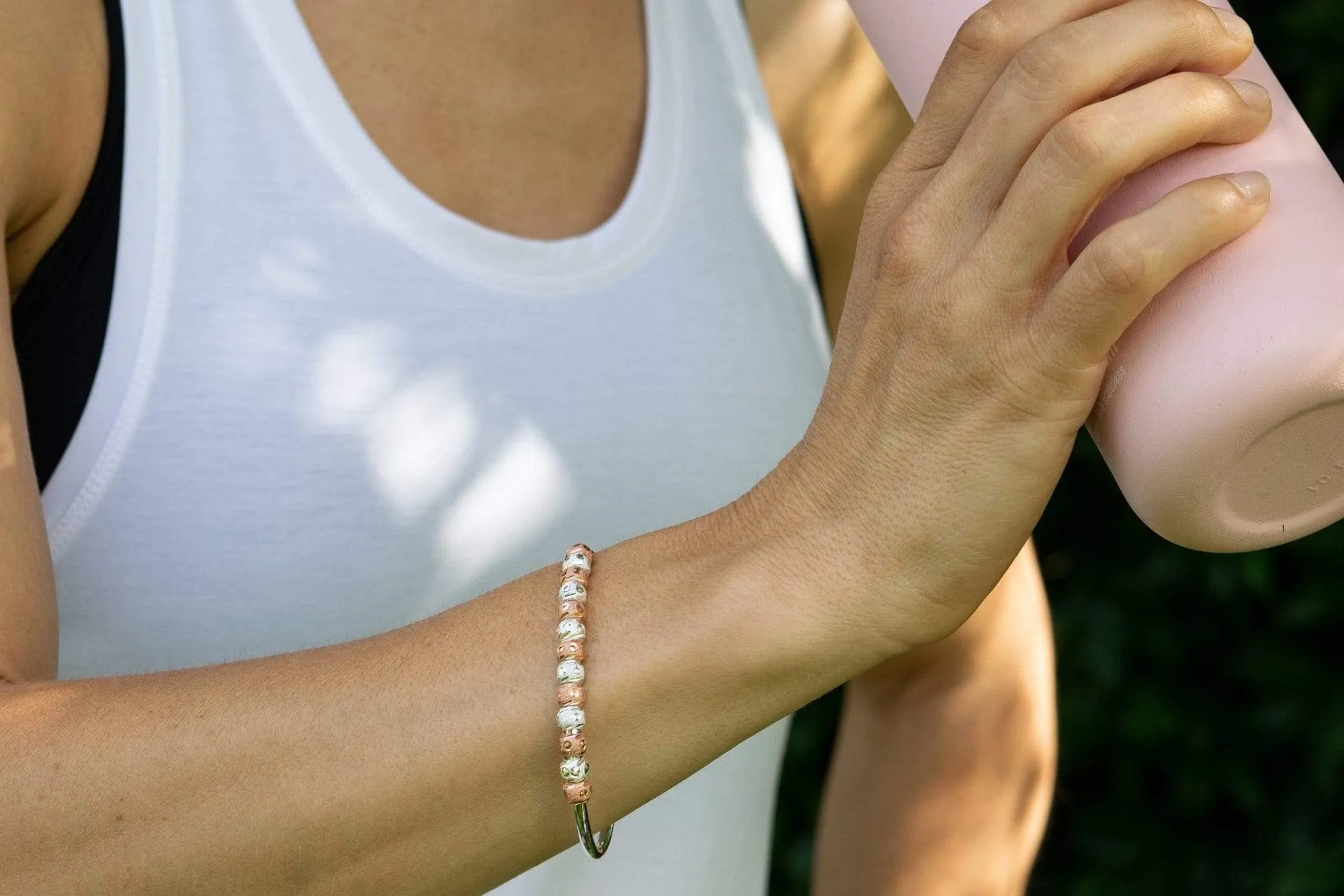 Golf Goddess Two-Tone Silver and Rose Gold Stroke Counter Bracelet