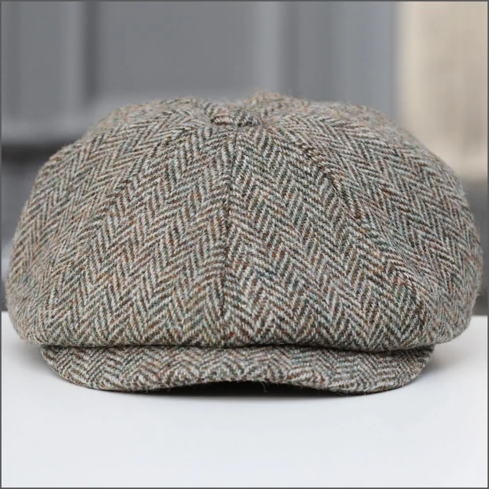 Harris Tweed Carloway 8 Piece Fawn Herringbone Cap--