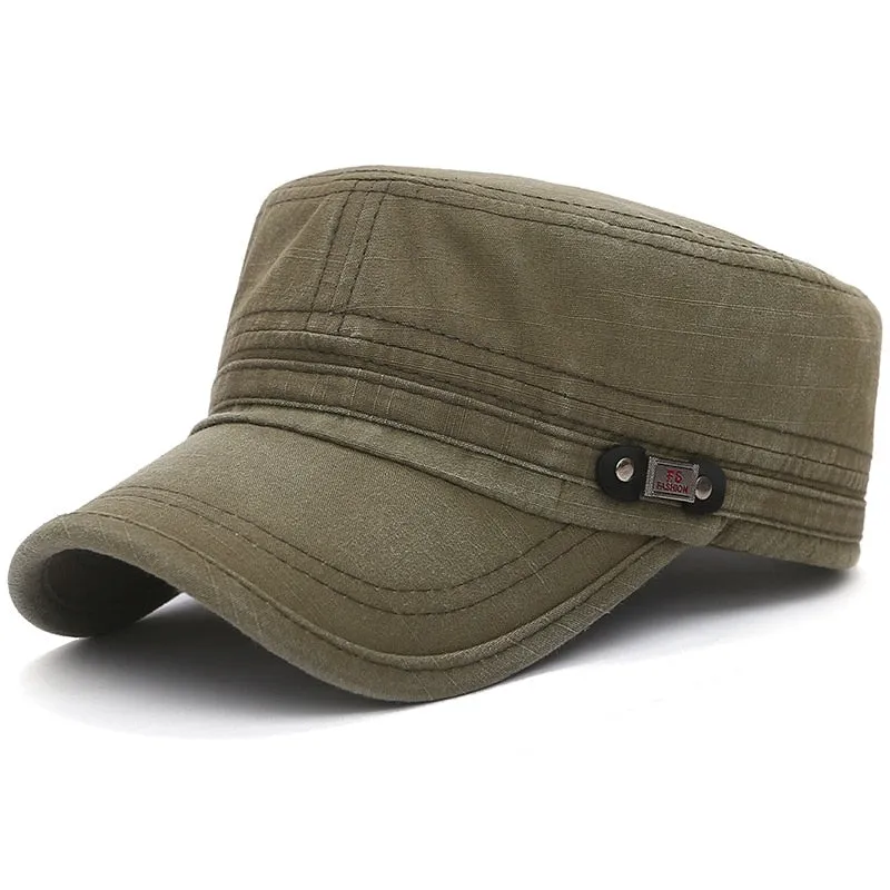 High Quality Cotton Military Hats For Men Women Flat Top Caps Gorra Casquette Homme Fashion Bone Trucker Hat