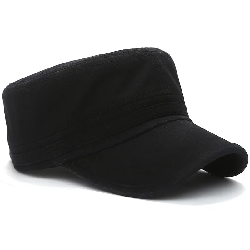 High Quality Cotton Military Hats For Men Women Flat Top Caps Gorra Casquette Homme Fashion Bone Trucker Hat