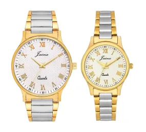 jainx Premium Analogue Couple Watch (White Dial Multicolour Colored Chain)