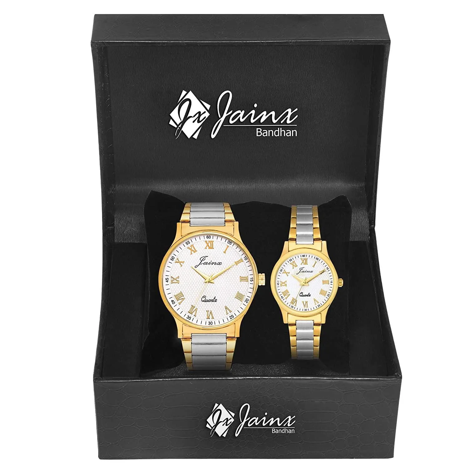 jainx Premium Analogue Couple Watch (White Dial Multicolour Colored Chain)