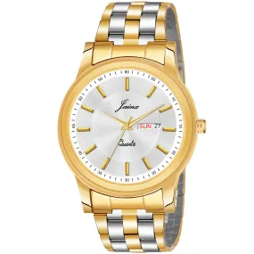 Jainx Premium Day & Date Feature White Dial Analogue Watch For Men - JM1176