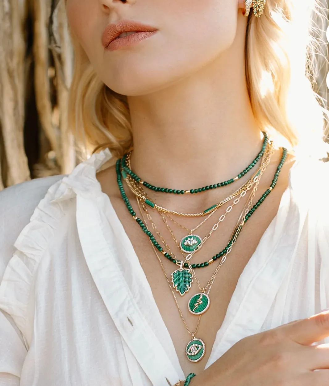 Joy Dravecky Bali Beaded Choker in Malachite