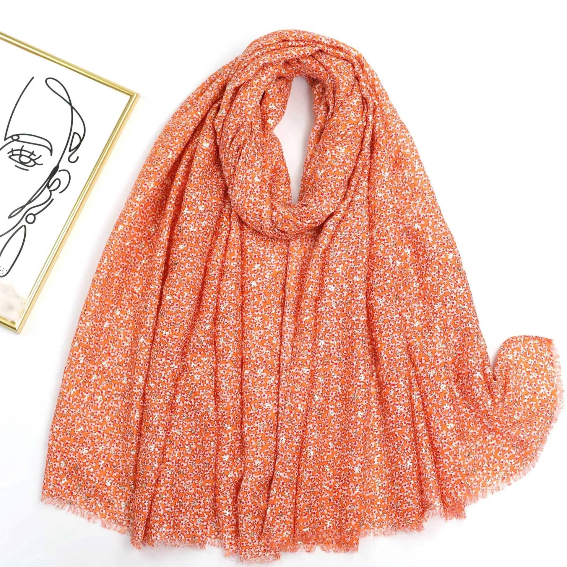 JY230312 hot stamping floret printed scarf