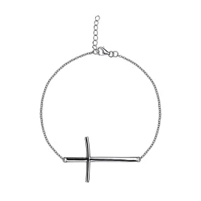 Kalini - Horizontal Cross - Sterling Silver Bracelet