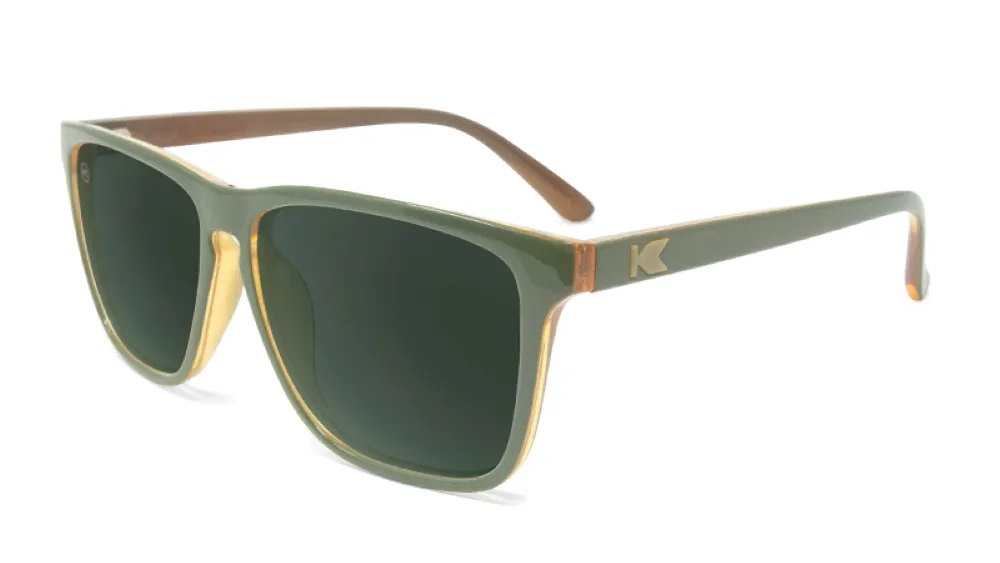 Knockaround Fast Lanes Army Green/Amber Frame - Green Lens - Polarized Sunglasses