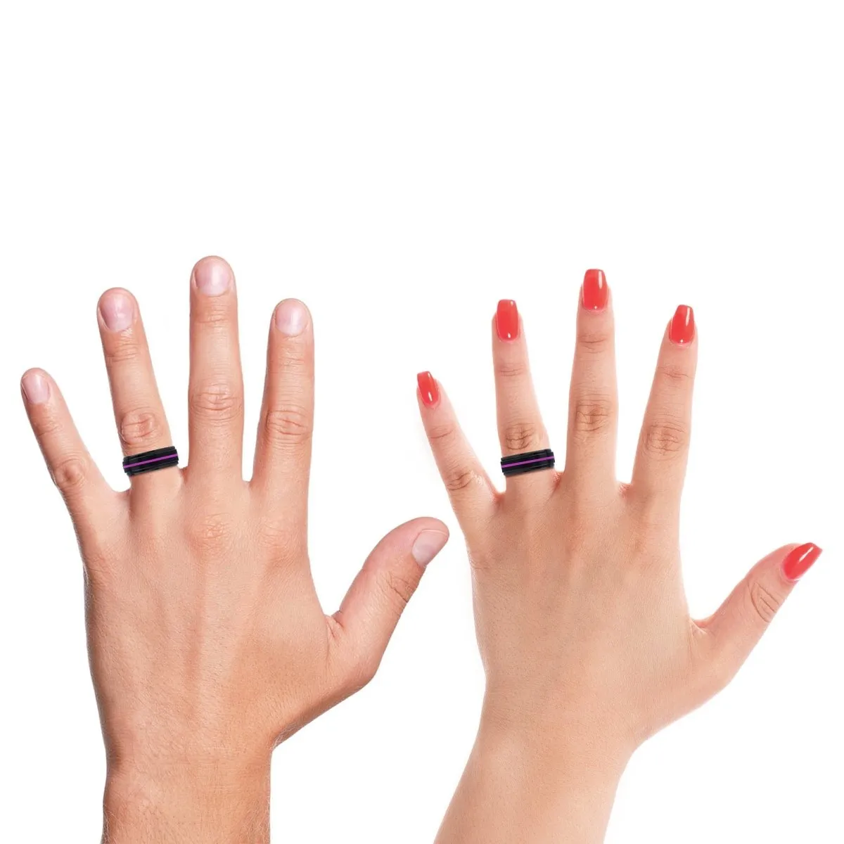 LISMORE | Purple Wood, Black Tungsten Ring, Purple Groove, Stepped Edge