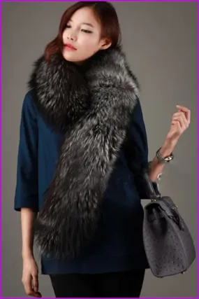 Luxury Fox Fur Fluffy Scarf 110CM