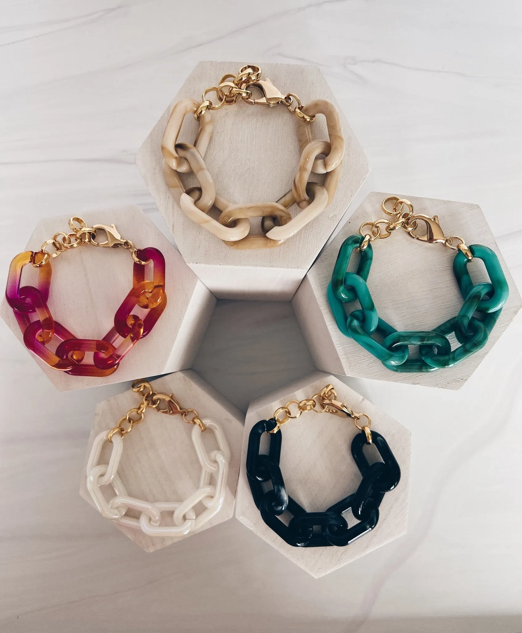Mac and Ry - Chunky California Chain Bracelet in Caramel Marble