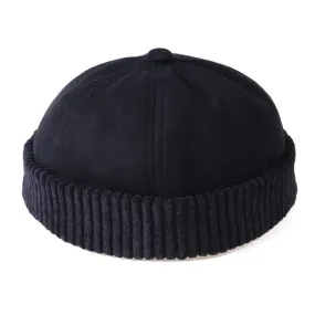 Men & Women Retro Rolled Cuff Brim Hat Skullcap Sailor Cap Worker Hat Adjustable