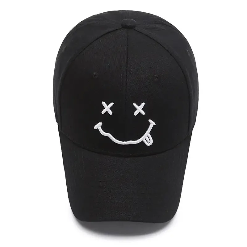 Men Women Smile Face Embroidery Baseball Caps Cotton Adjustable Snapback hats Hip Hop Trucker Cap summer Outdoor Sun hat Dad Hat