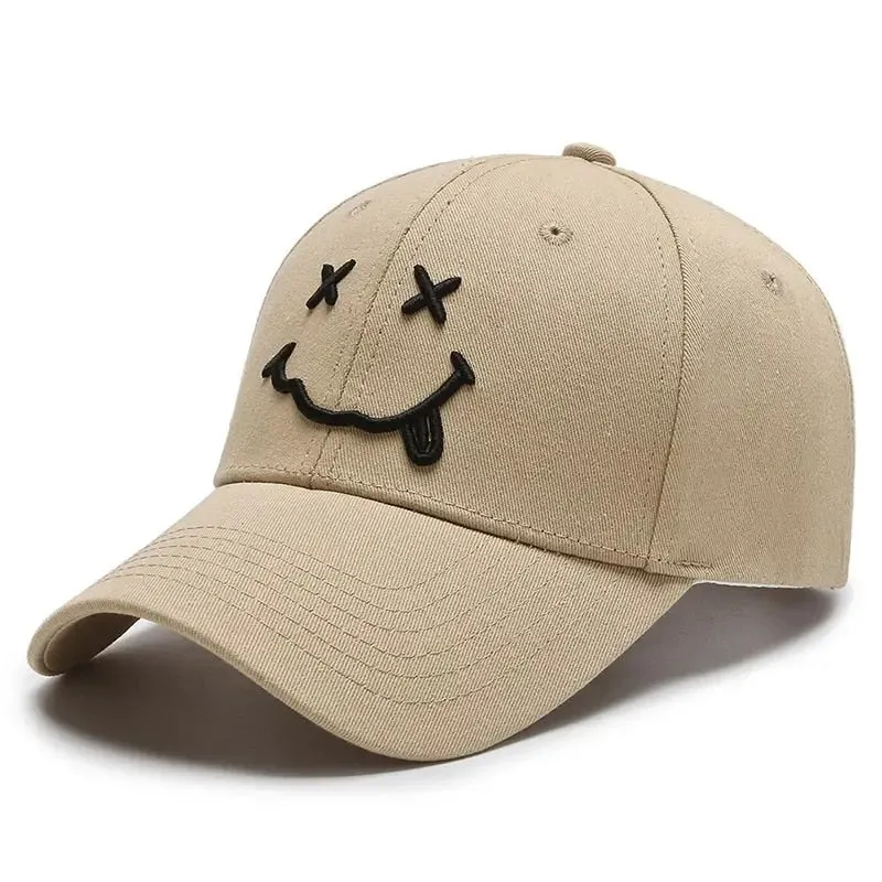 Men Women Smile Face Embroidery Baseball Caps Cotton Adjustable Snapback hats Hip Hop Trucker Cap summer Outdoor Sun hat Dad Hat