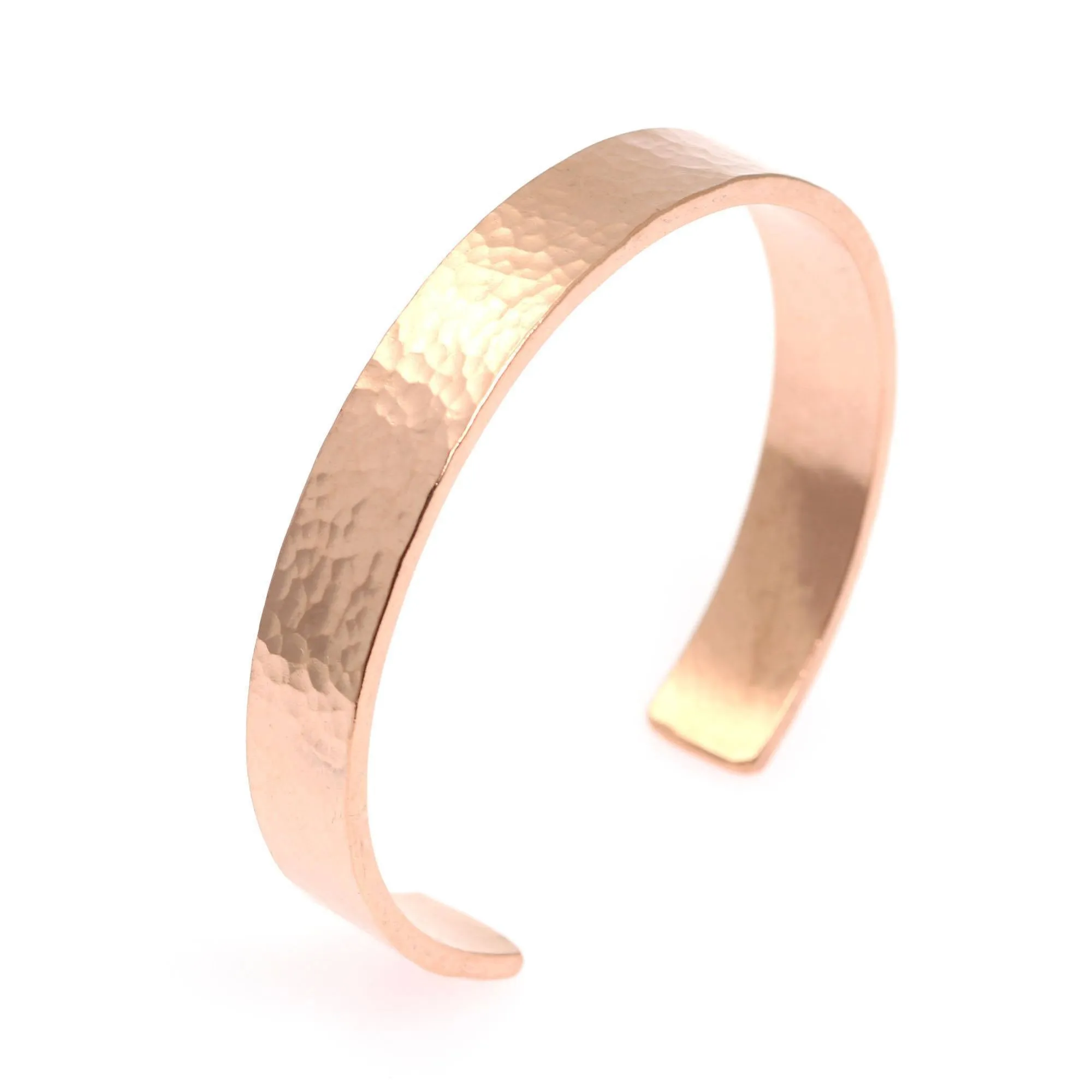 Men's Hammered Copper Cuff Bracelet - 10mm Wide
