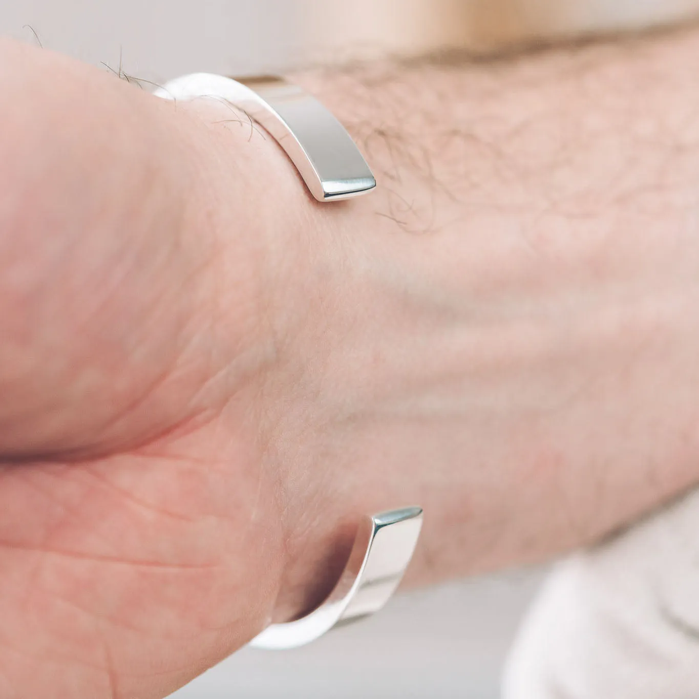 Men's Silver Cuff Bracelet | Chunky Plain