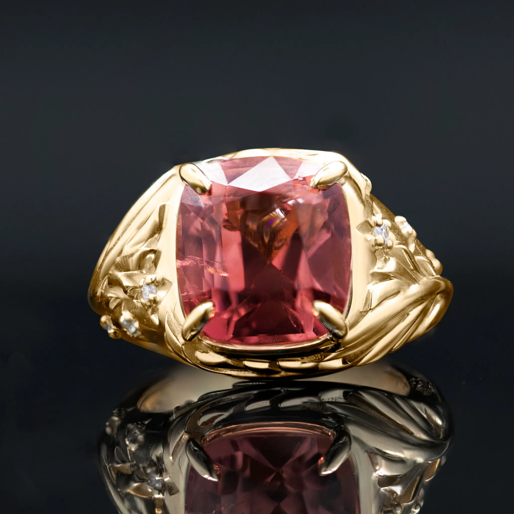 Miami Ring: Palm Tree Art Deco Tourmaline & Diamond