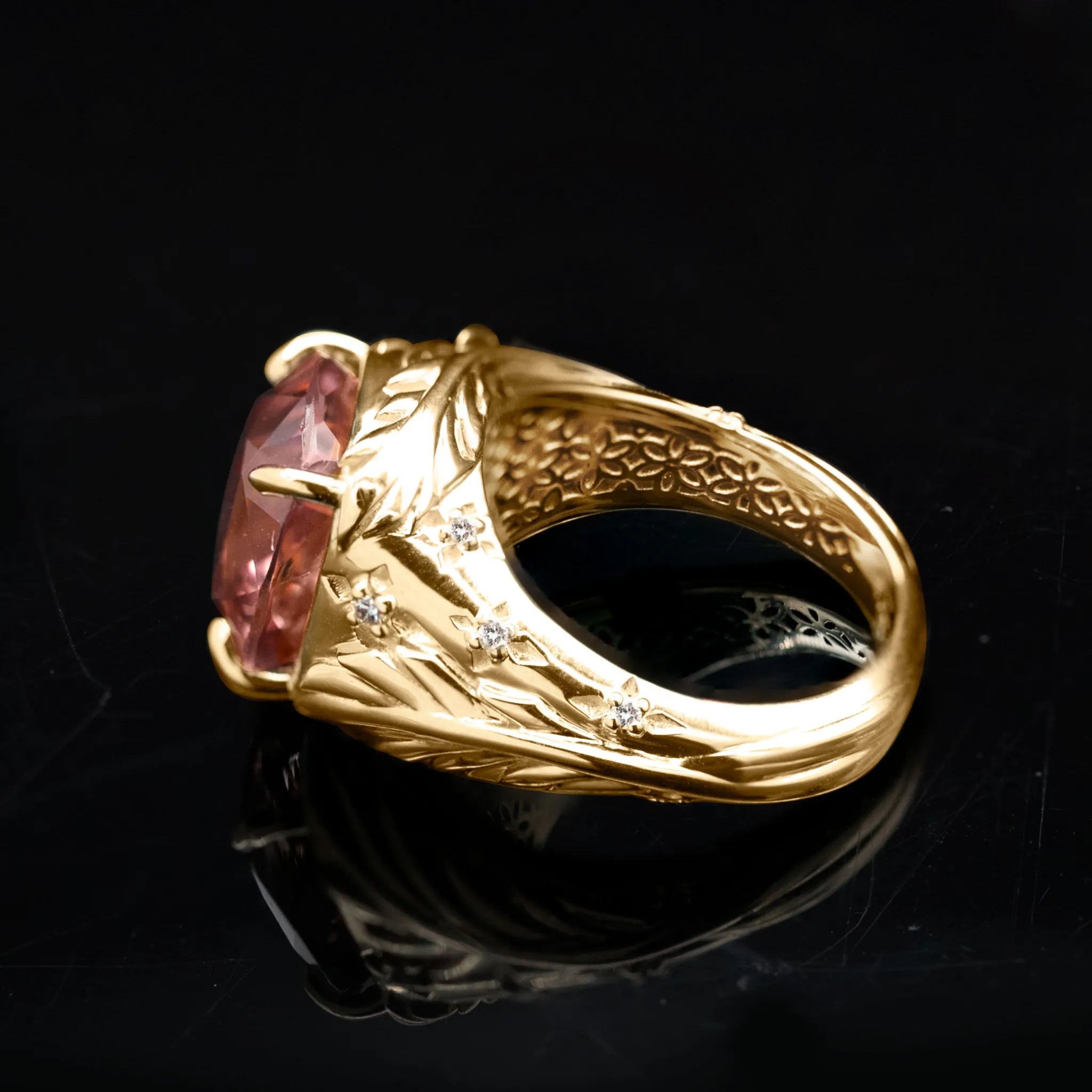 Miami Ring: Palm Tree Art Deco Tourmaline & Diamond