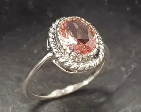 Morganite Ring - Pink Oval Ring - Vintage Solitaire Ring
