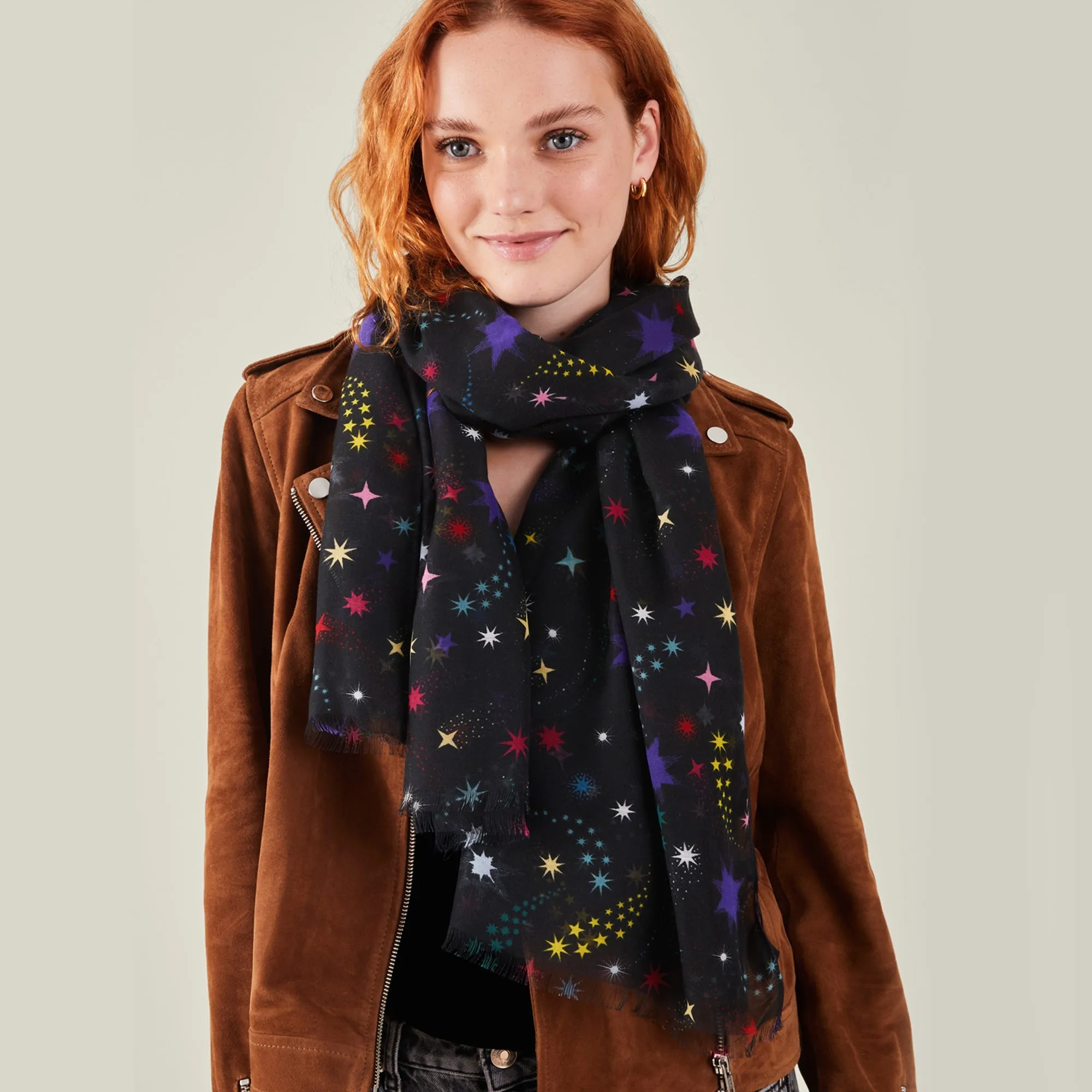Multicolour Star Print Scarf