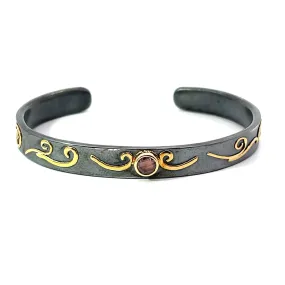 Narrow Swirl Cuff with Pink Sapphire