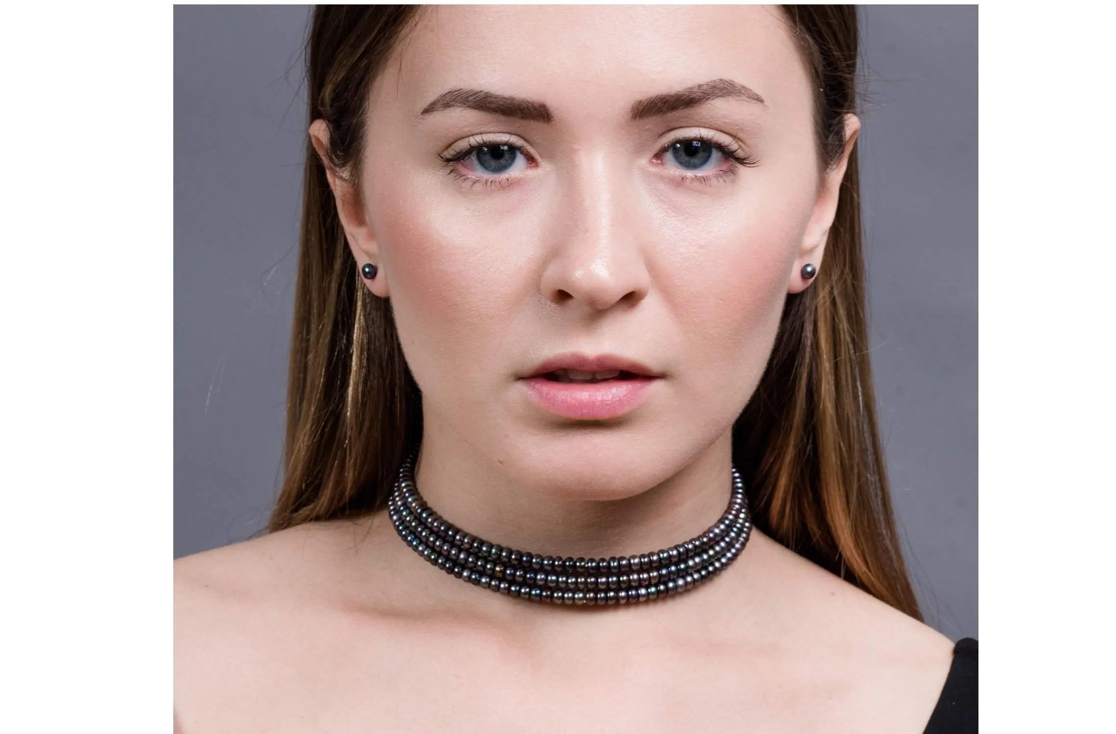 Peacock Blue Freshwater Pearl Choker 5mm