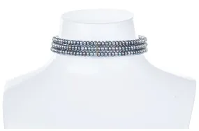 Peacock Blue Freshwater Pearl Choker 5mm