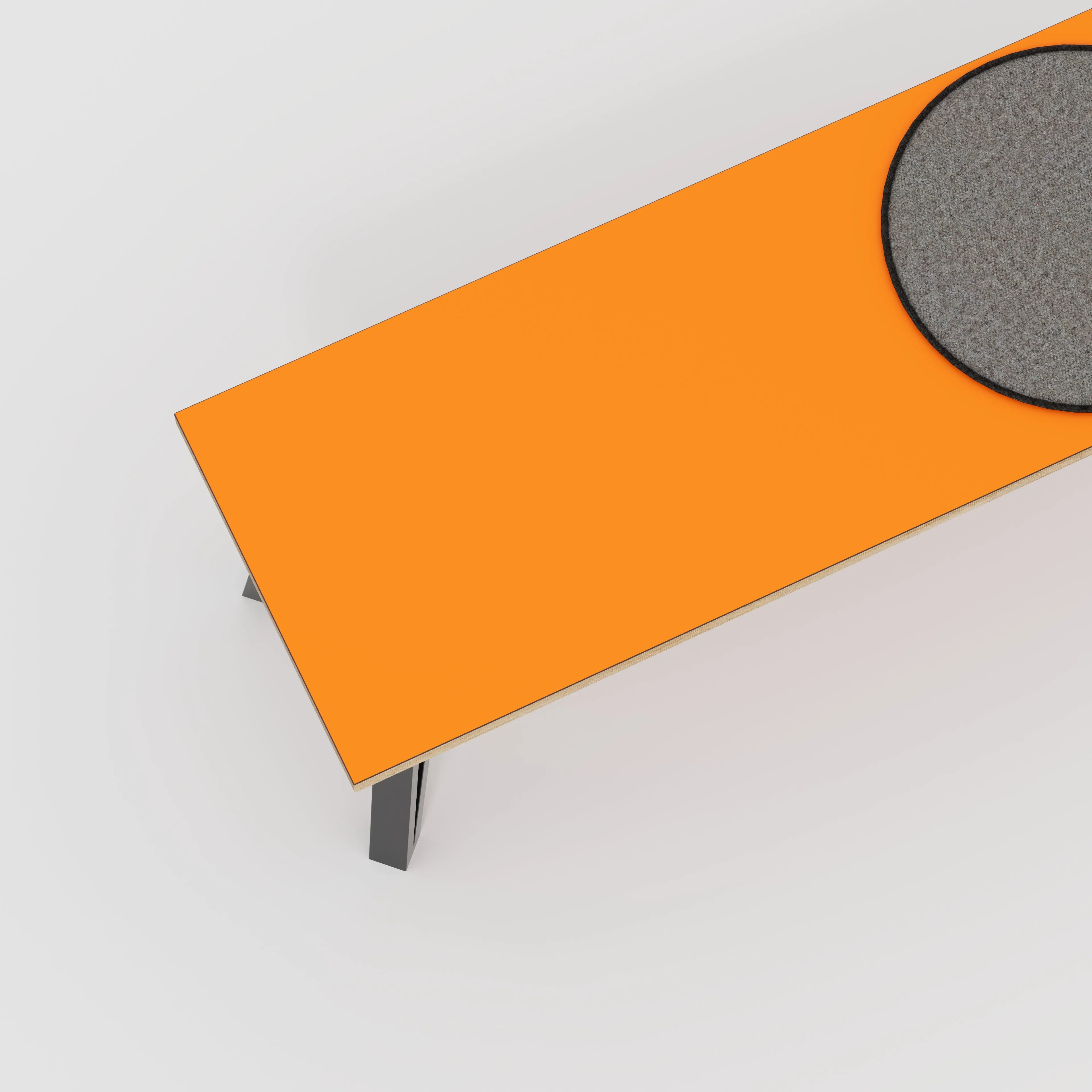 Plywood Bench Seat with Black Box Hairpin Legs - Formica Levante Orange - 1600(w) x 400(d) x 450(h)