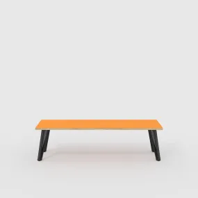 Plywood Bench Seat with Black Box Hairpin Legs - Formica Levante Orange - 1600(w) x 400(d) x 450(h)