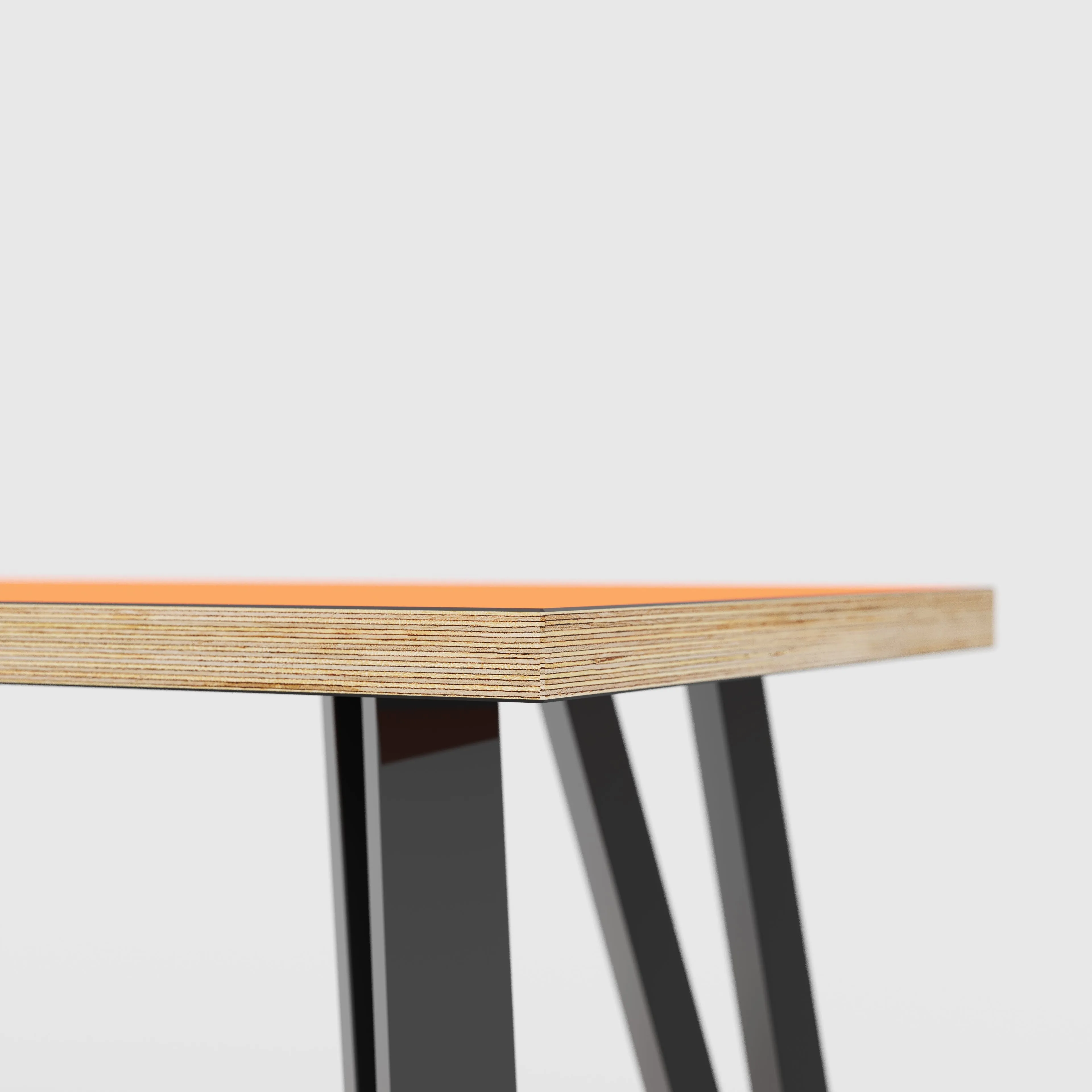Plywood Bench Seat with Black Box Hairpin Legs - Formica Levante Orange - 1600(w) x 400(d) x 450(h)