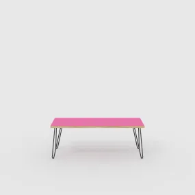 Plywood Bench Seat with Black Hairpin Legs - Formica Juicy Pink - 1200(w) x 400(d)