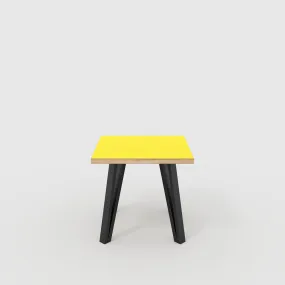 Plywood Side Table with Black Box Hairpin Legs - Formica Chrome Yellow - 500(w) x 500(d) x 425(h)