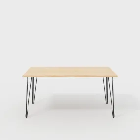 Plywood Table with Black Hairpin Legs - Plywood Oak - 1600(w) x 800(d)