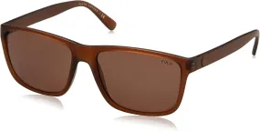 Polo Ralph Lauren Men's Injected Man Sunglass 0PH4113 Rectangular Sunglasses, MATTE BROWN, 57 mm