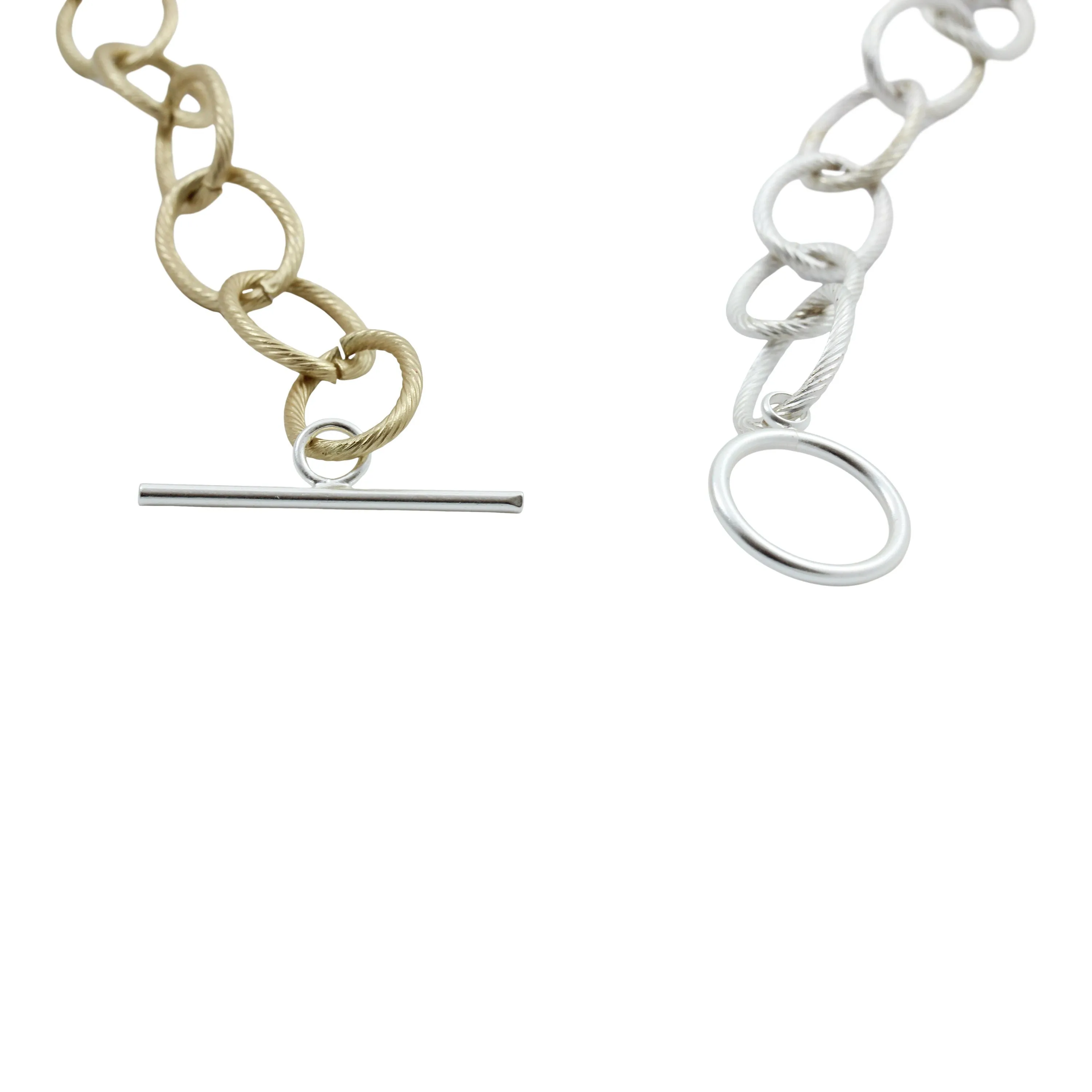 "L'Or" Gold and Silver Mixed Metal Chunky Choker Chain Necklace