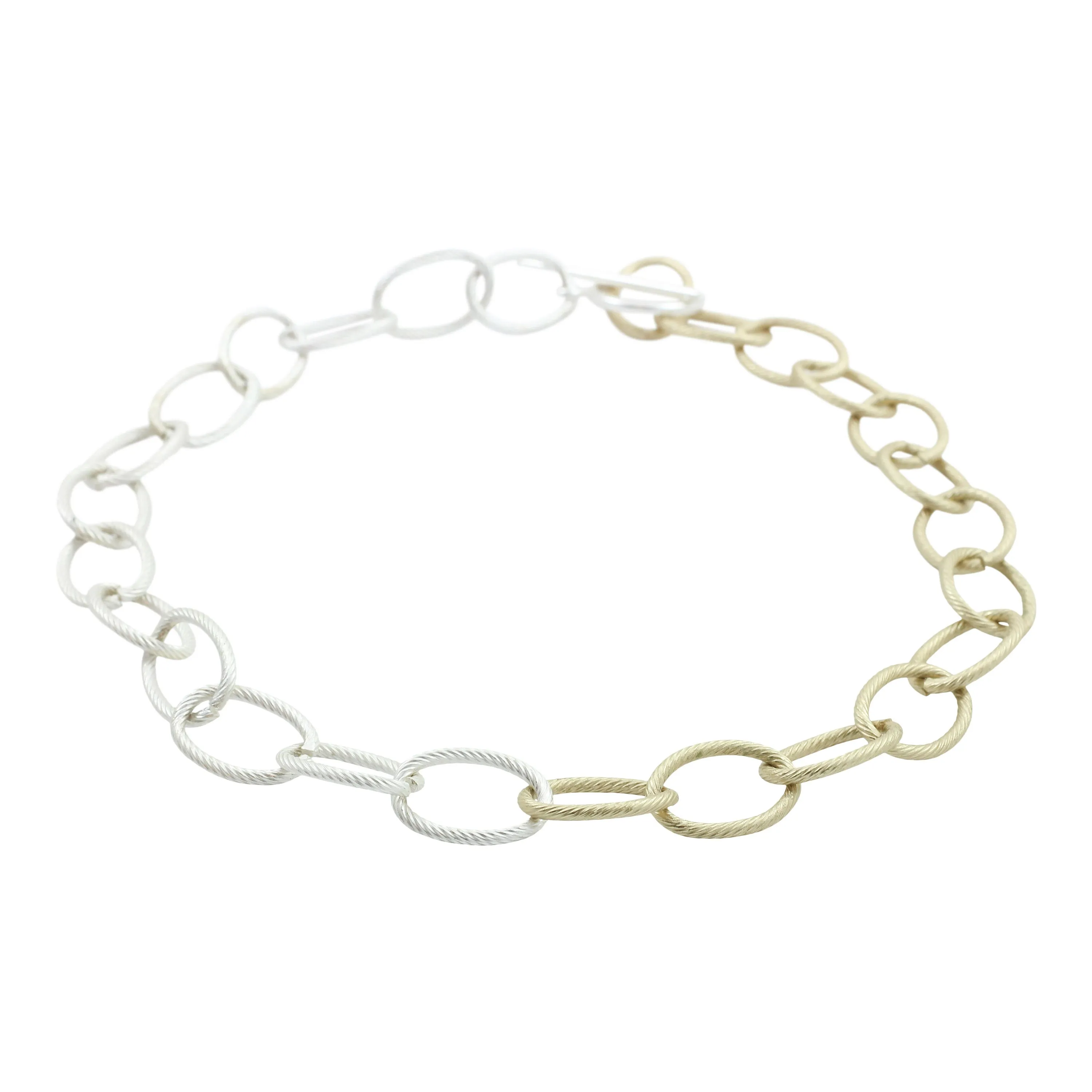 "L'Or" Gold and Silver Mixed Metal Chunky Choker Chain Necklace