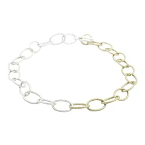 "L'Or" Gold and Silver Mixed Metal Chunky Choker Chain Necklace