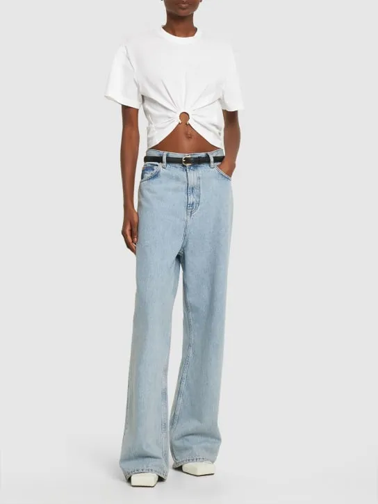 Rabanne   Logo cotton crop t-shirt w/ ring 
