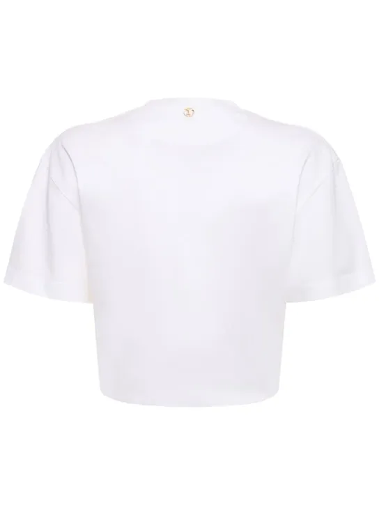 Rabanne   Logo cotton crop t-shirt w/ ring 