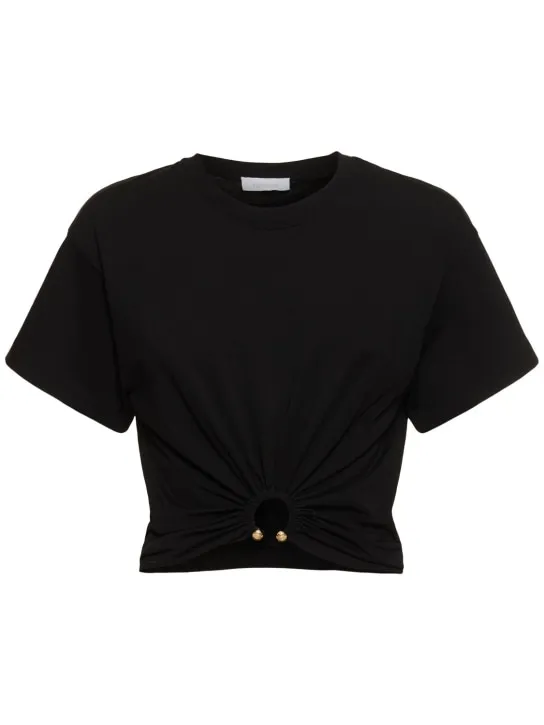 Rabanne   Logo cotton crop t-shirt w/ ring 