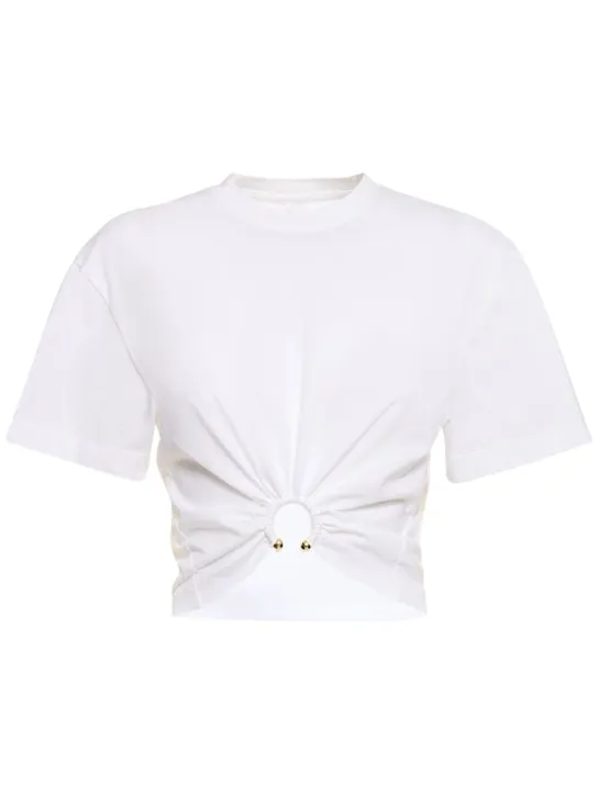 Rabanne   Logo cotton crop t-shirt w/ ring 